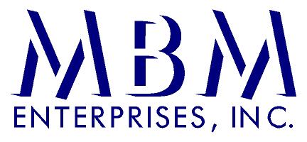 Logo for MBM Enterprises, Inc. in blue text, with large stylized MBM letters above the words ENTERPRISES, INC..